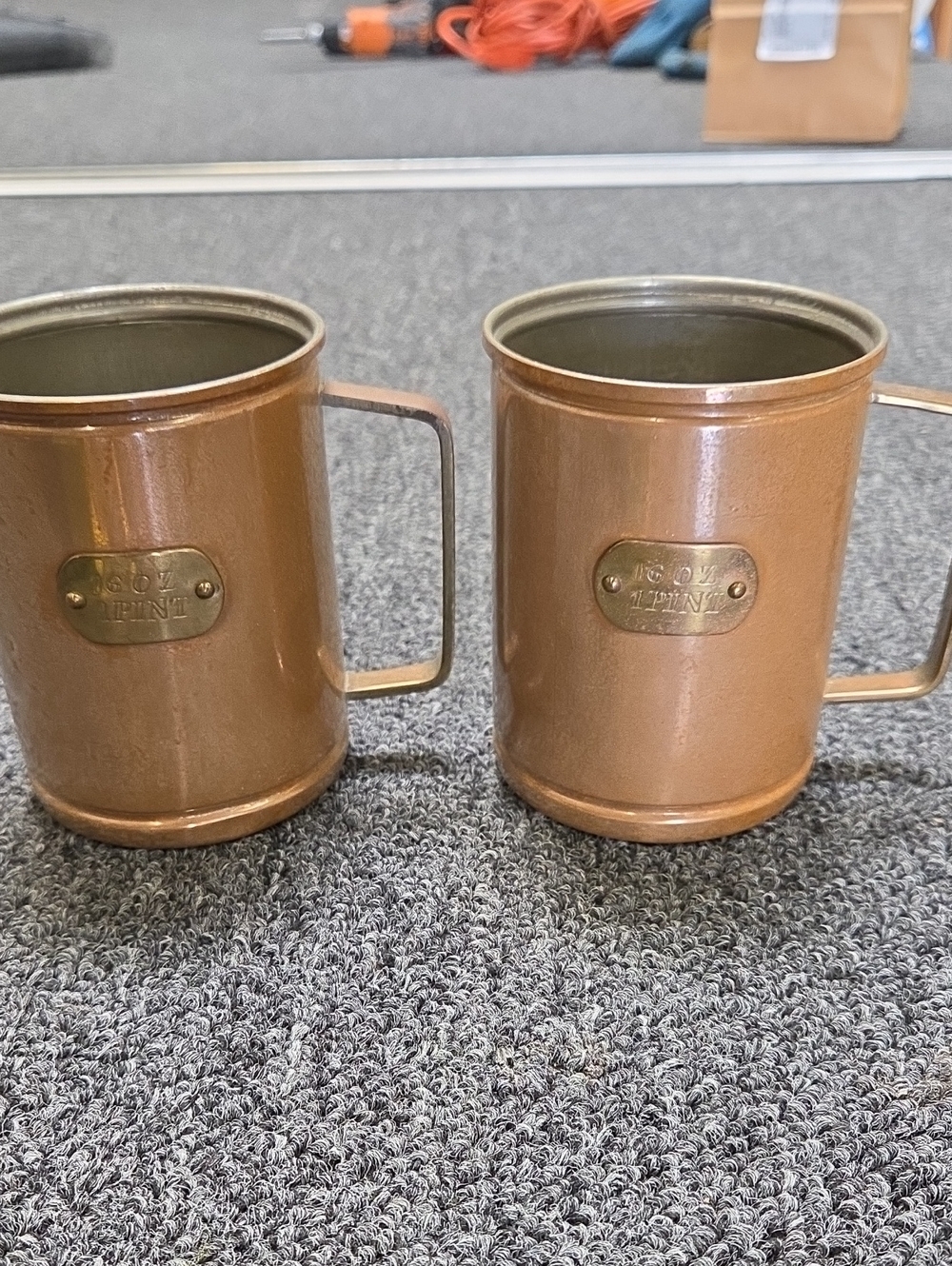Drinking cups Copper outside in stainless steel on the inside 3 1/4 x 4 1/4"